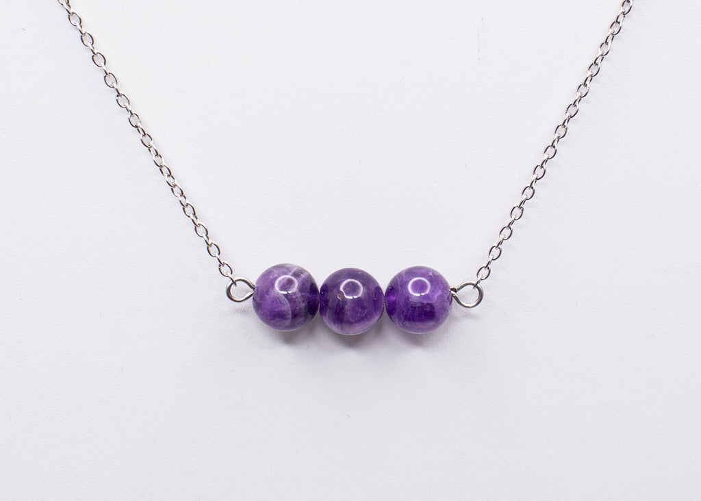Amethyst Bead Bar Necklace