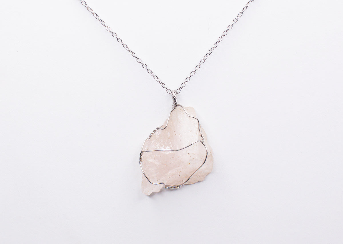 Rose Quartz Wire Wrapped Necklace – Nile Yang display picture 1