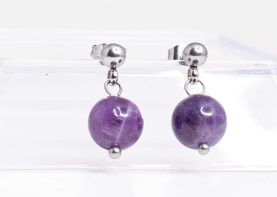Amethyst Dangle Stud Earrings
