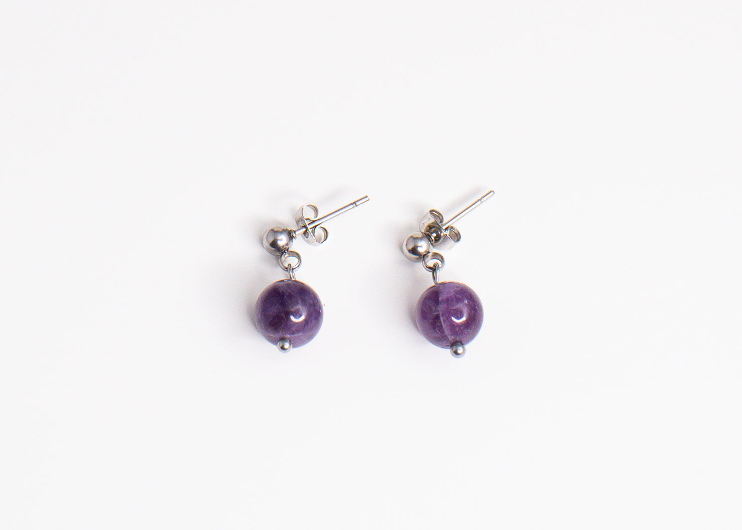 Amethyst Dangle Stud Earrings