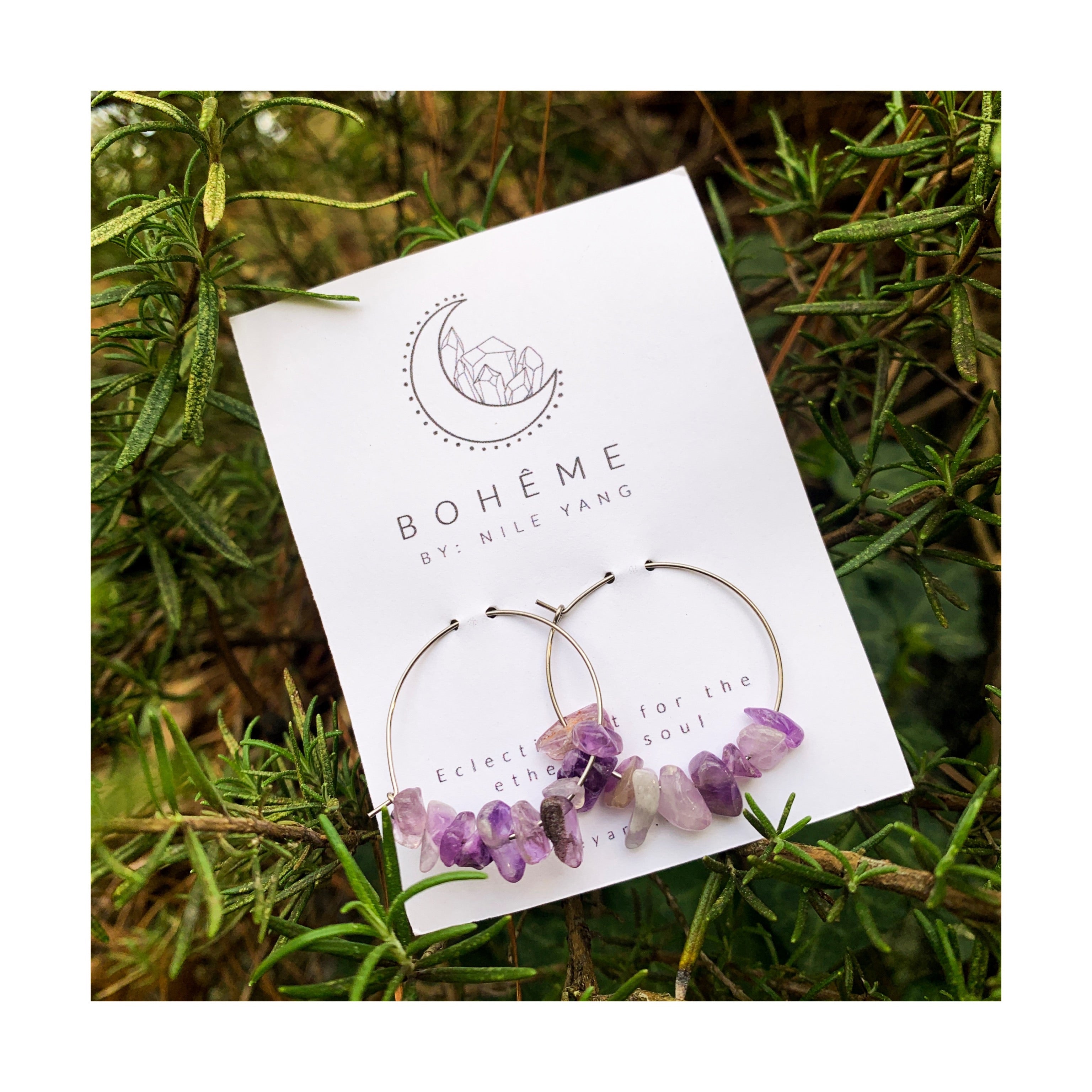 Amethyst Chip Hoops