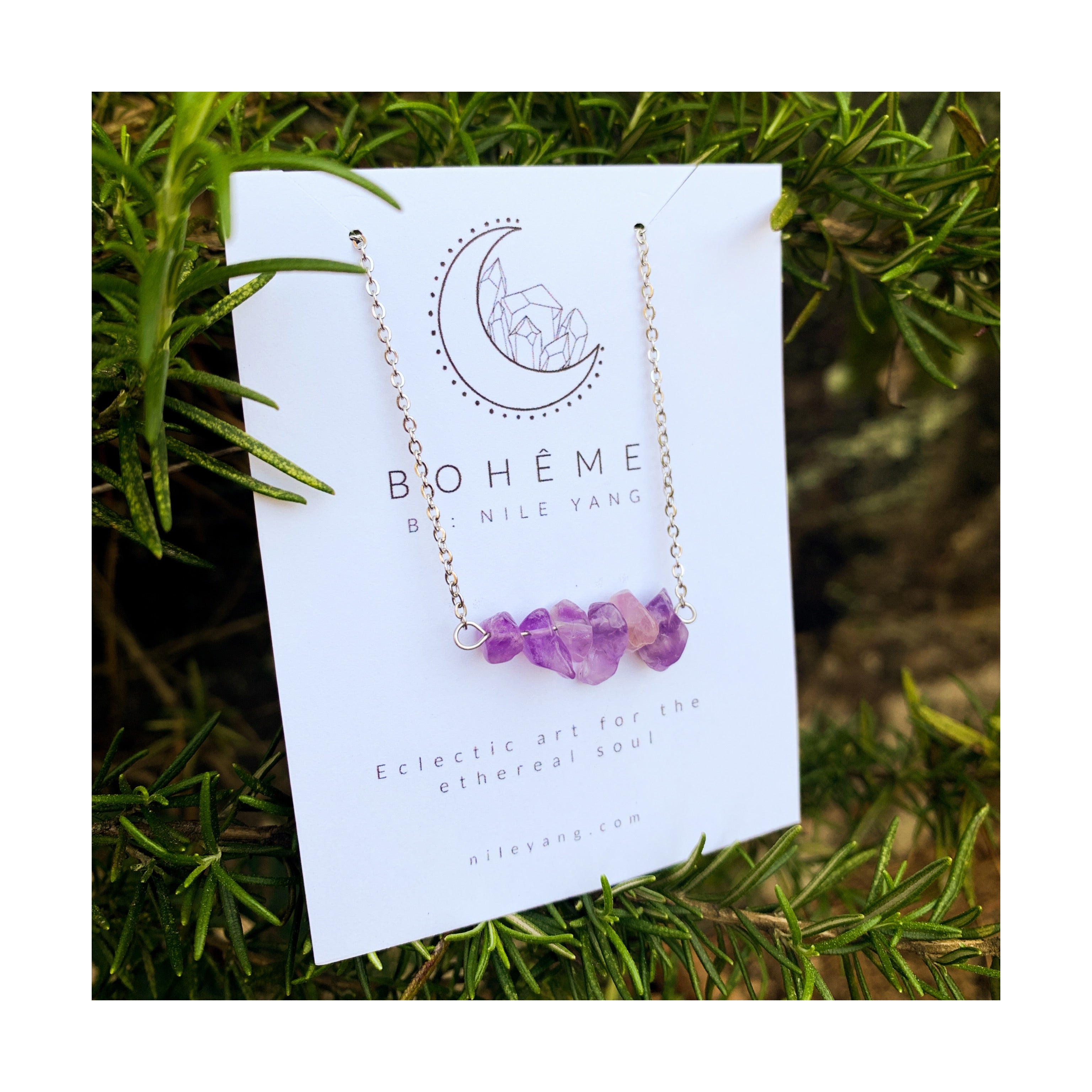 Amethyst Chip Bar Necklace