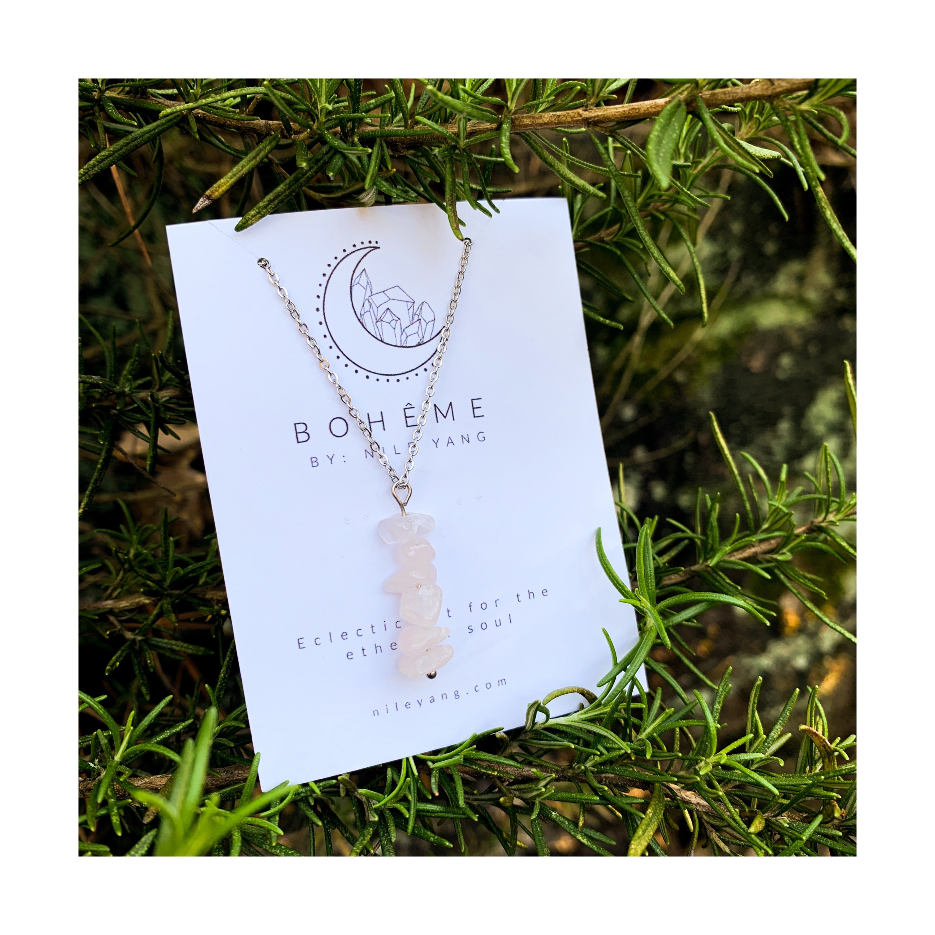 Rose Quartz Chip Pendant Necklace