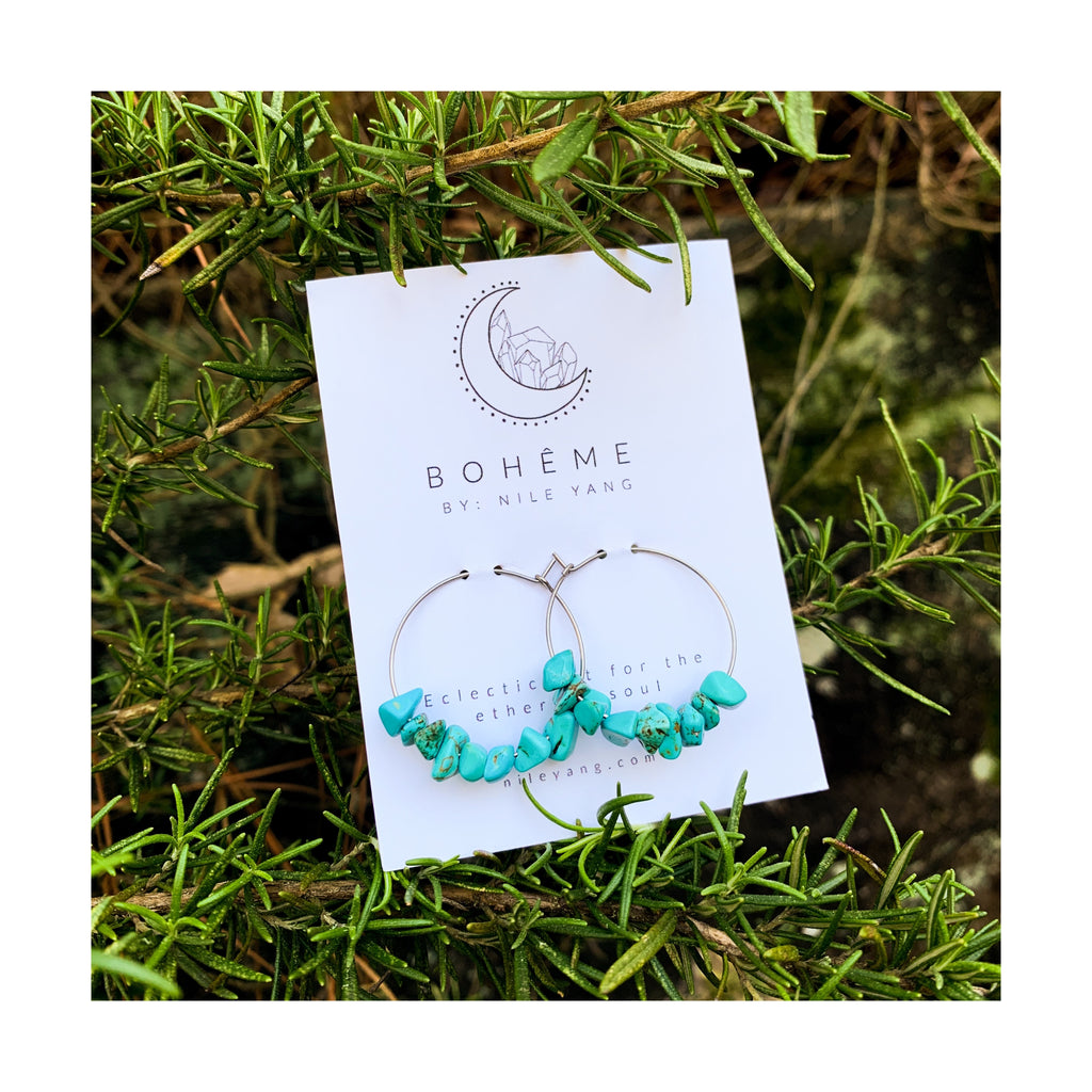 Turquoise Chip Hoops