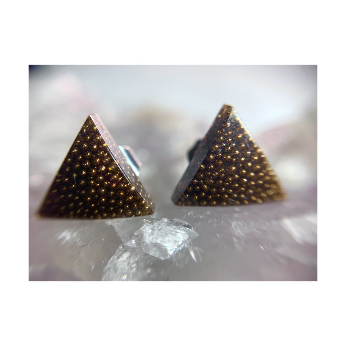 Brown Triangle Thin Studs