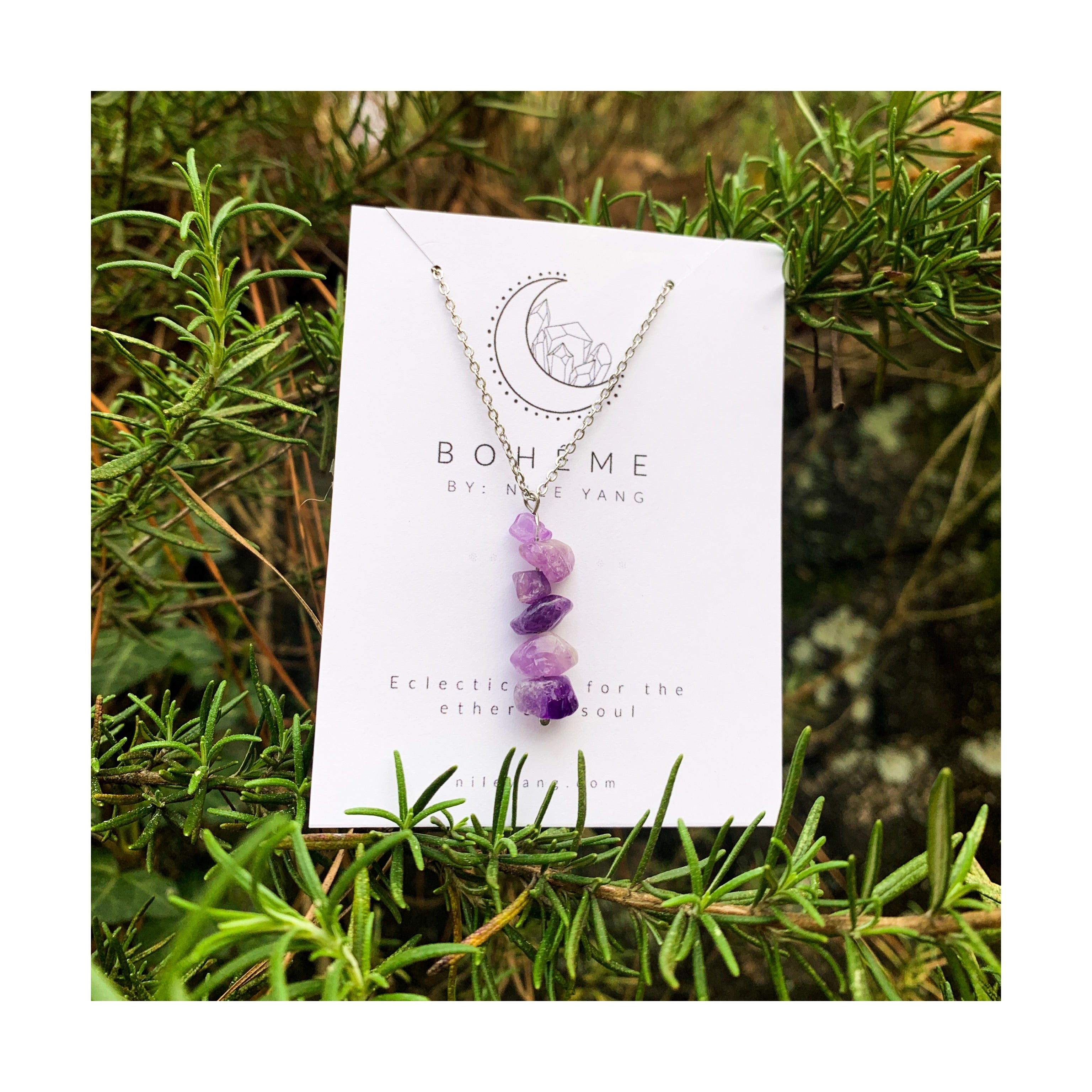 Amethyst Chip Pendant Necklace